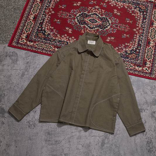 White Dot Overshirt Olive green